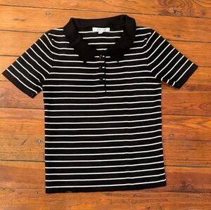 Black and White Striped Kids Polo Shirt